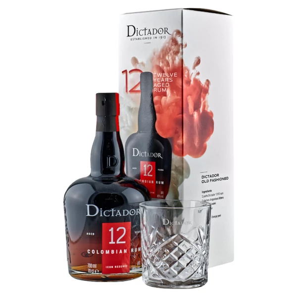 DICTADOR 12 Years rum PDD + pohár (0,7l - 40%) - Italakció - Ital rendelés